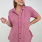 Cotton Raw Edge Short Sleeve Top
