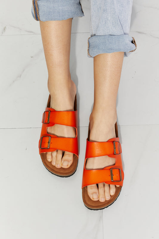 Double Buckle Sandal in Orange