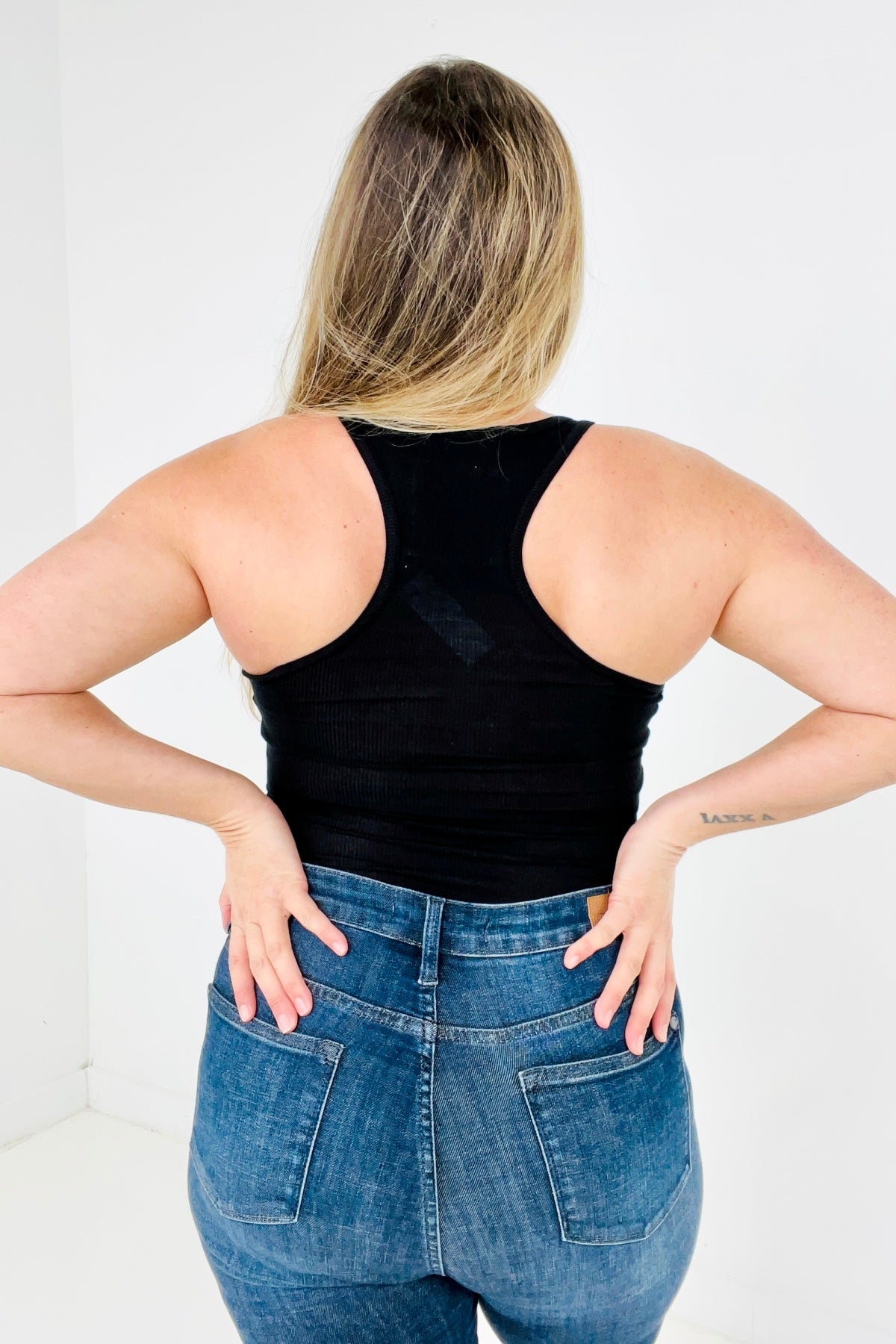 Racerback Ribbed Button Closure Tank Top