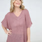 Oversized V-Neck Sheer Knit Top