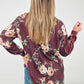 Floral Print Jacquard Knit Sweatshirt With Cut Edge