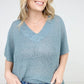 Oversized V-Neck Sheer Knit Top
