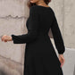 Scoop Neck Button Front Dress - (Black, Green, Gray and Blue)