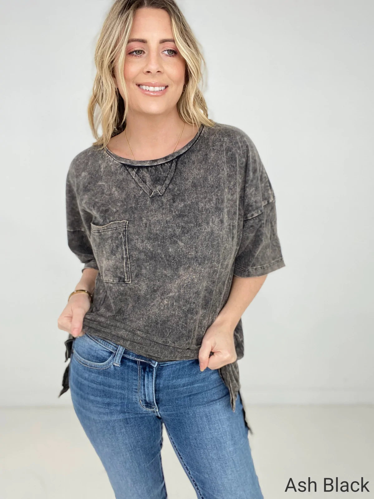 Acid Wash Boyfriend Top