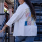 Davi & Dani Multi Knit Lace Patch Work Button Down Jacket