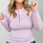 "Addy" Lace Trim Long Sleeve Button Up Henley Top