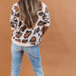 V Neck Animal Print Pull Over Sweater