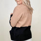 Latte Colorblock Cardigan With Patch Pockets