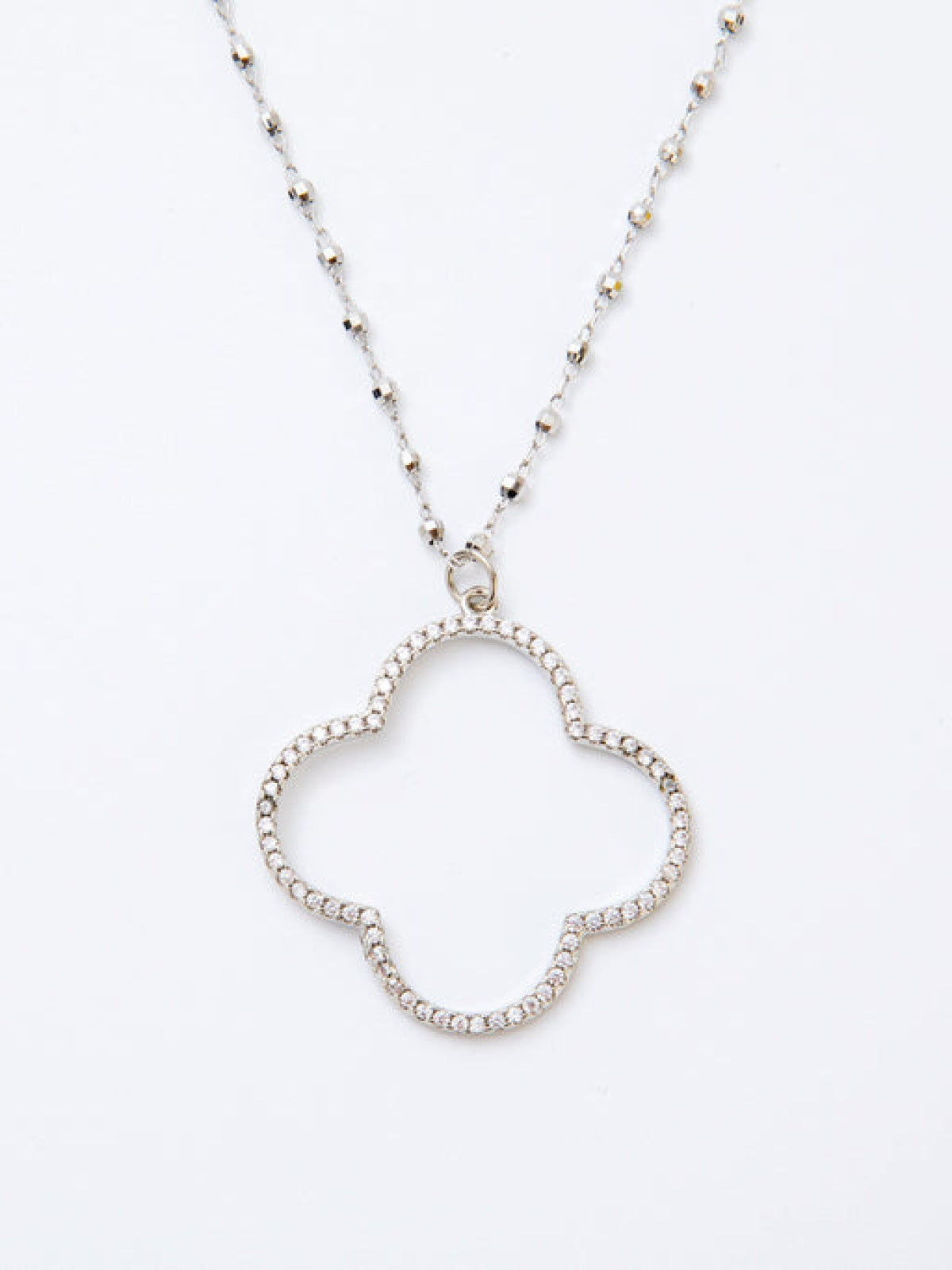 Melania Clara Large Pave Crystal Clover Pendant Dainty Necklace