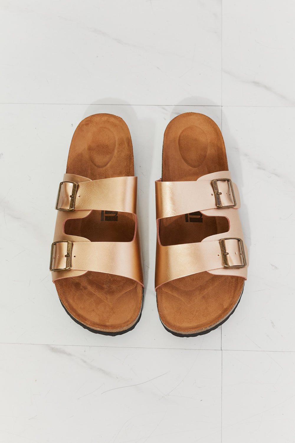 Double Buckle Sandal in Gold