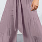 Tie Front Smocked Tiered Culottes