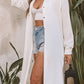 Crinkle Button Front Cover Up Shirt Dress