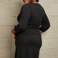 Classic Wide Ribbed Faux Wrap Dress
