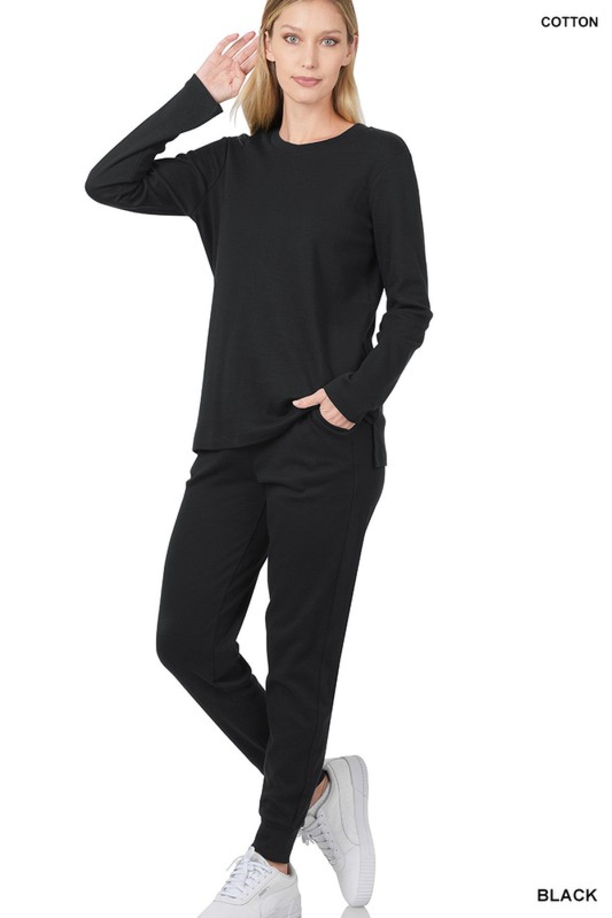 Solid Cotton Top & Jogger Set