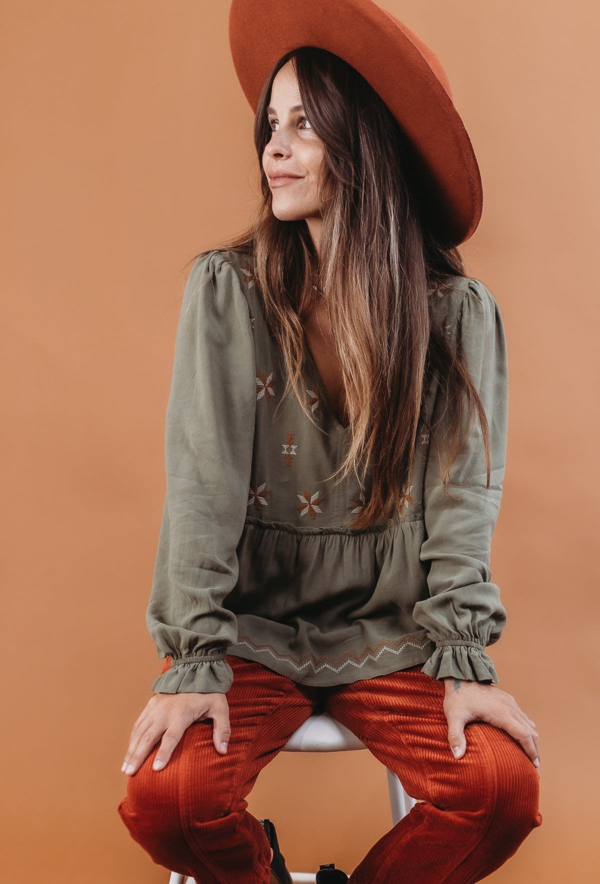 Embroidered Babydoll Blouse