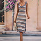 Striped Tie Shoulder Split Cover Up Dress