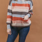 Multi Stripe Round Neck Long Sleeve Sweater with Pockets