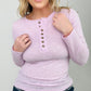 "Addy" Lace Trim Long Sleeve Button Up Henley Top