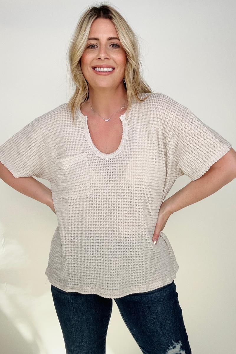 Jacquard Short Sleeve Knit Top