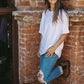 Rae Mode Washed Cotton Round Neckline Short Sleeves Top