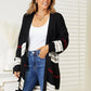 Striped Rib-Knit Drop Shoulder Open Front Cardigan