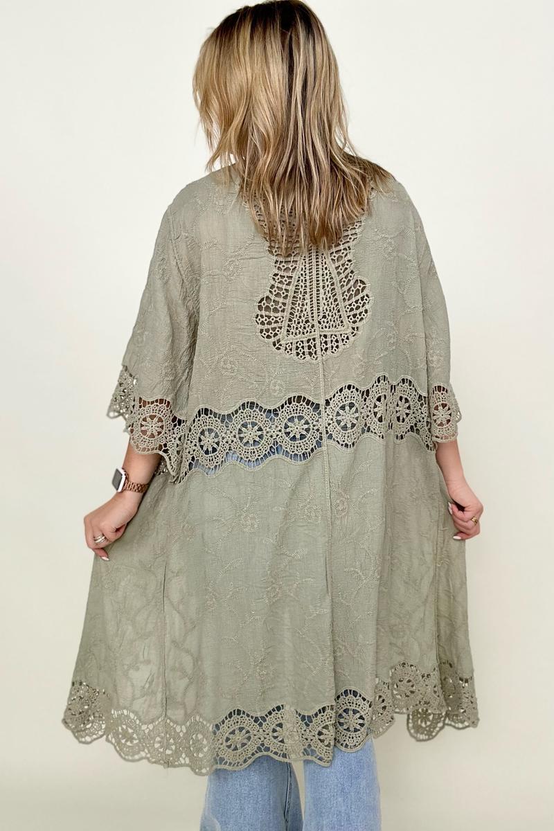 Crochet Open Patch Longline Kimono