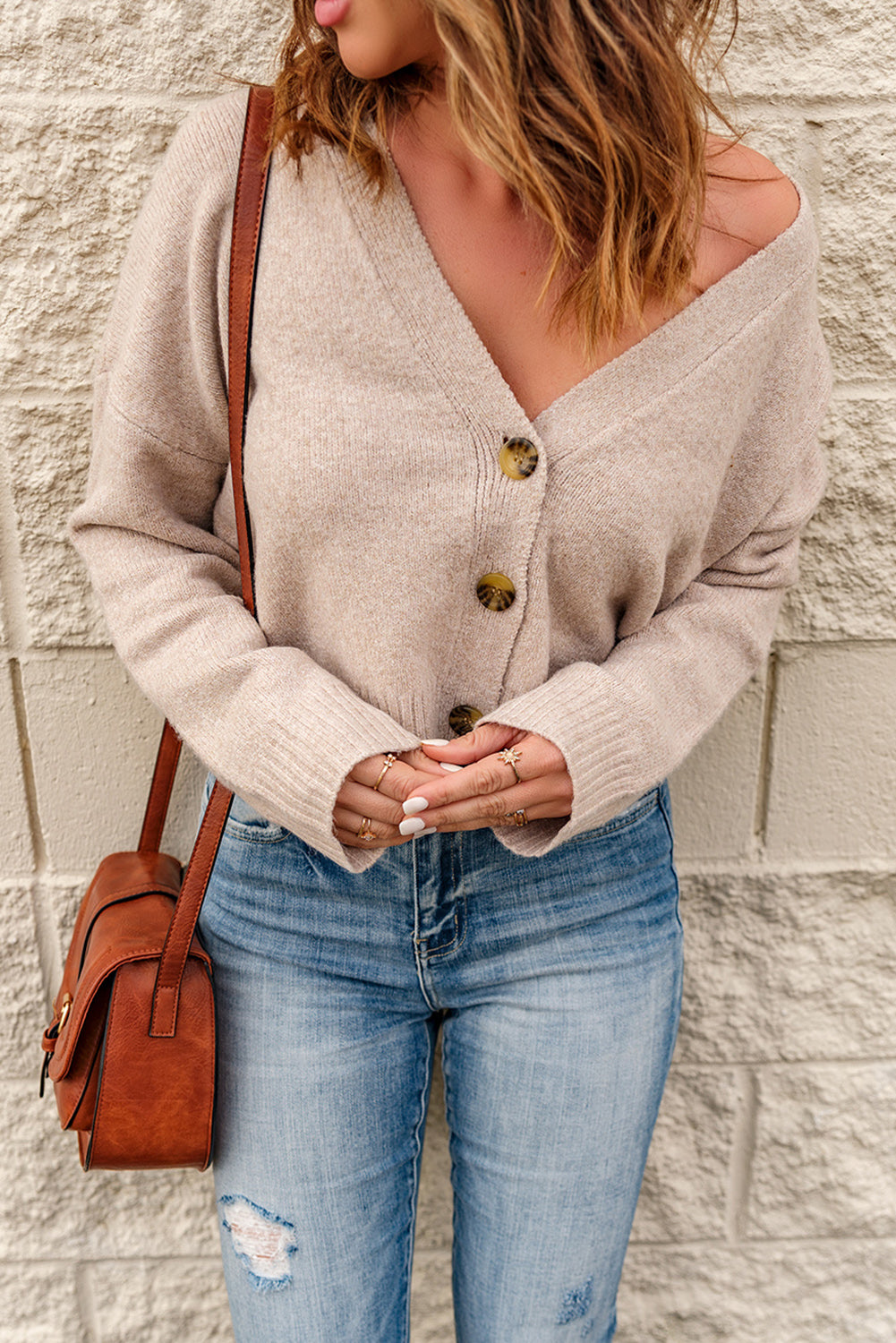 Crop It Like It's Hot Button Front Sweater