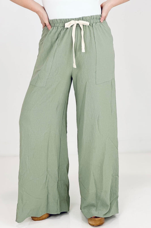 Sage Solid Wide Leg Pants