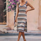Striped Tie Shoulder Split Cover Up Dress