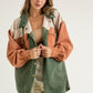 Davi & Dani Contrasting 2-in-1 Layered Look Buttoned Down Jacket