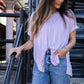 Rae Mode Solid V Neck Short Sleeve Top