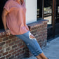 Rae Mode Solid Linen Oversize Fit Buttoned Top