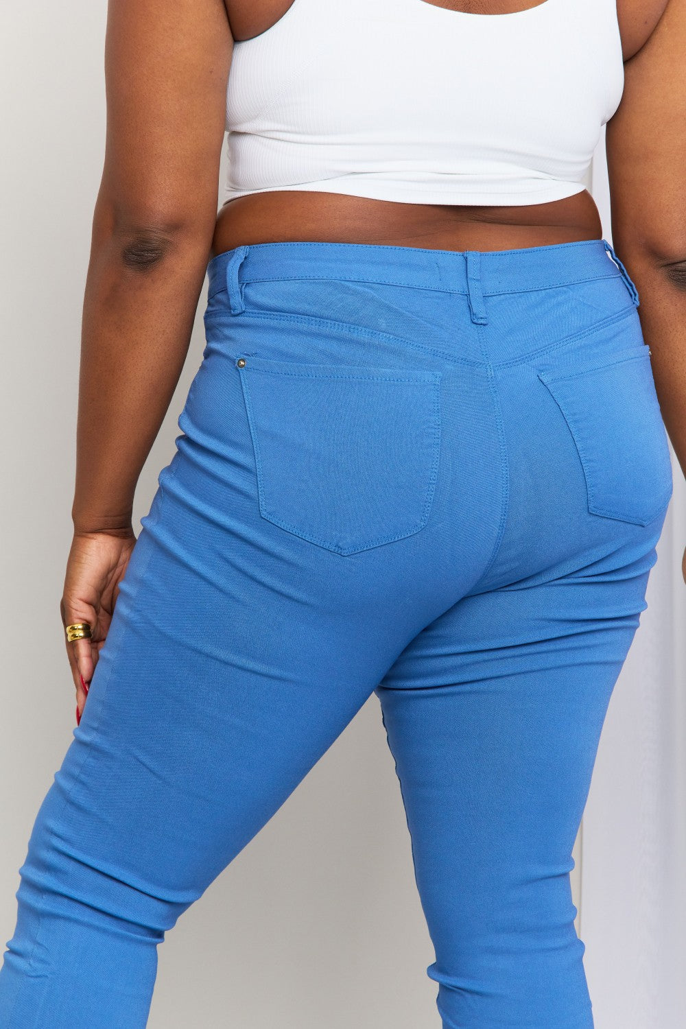 YMI Hyper-Stretch Mid-Rise Skinnies in Electric Blue