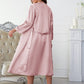 Satin V-Neck Cami, Shorts, and Belted Robe Pajama Set