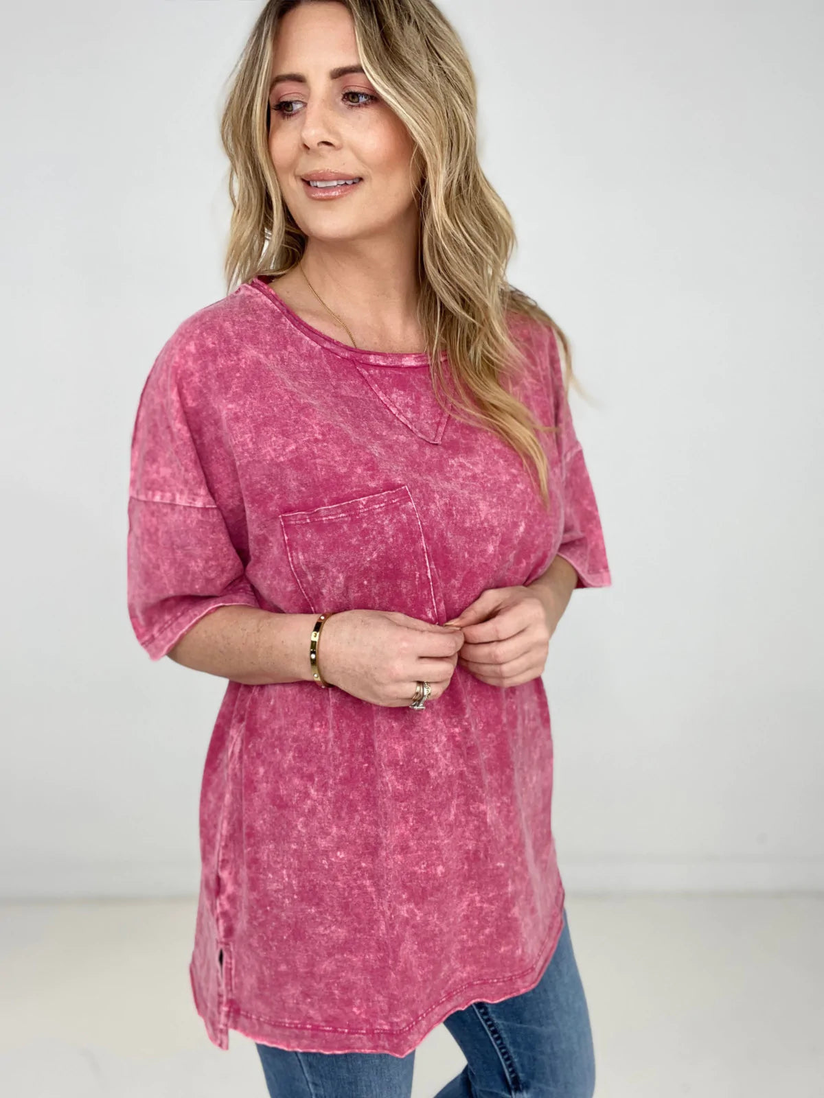 Acid Wash Boyfriend Top