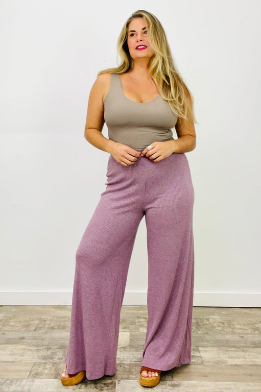 Two Tone Rib Wide Leg Pants
