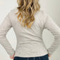"Addy" Lace Trim Long Sleeve Button Up Henley Top