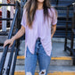 Rae Mode Solid V Neck Short Sleeve Top