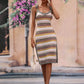 Striped Tie Shoulder Split Cover Up Dress
