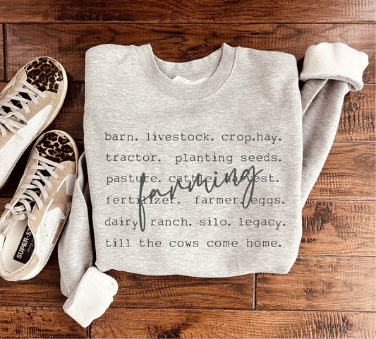 PREORDER: Farming Words Sweatshirt in Two Colors
