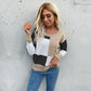 Round Neck Long Sleeve Colorblock Knit Sweater
