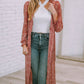 Leopard Tie Waist Flounce Sleeve Cover Up