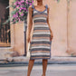 Striped Tie Shoulder Split Cover Up Dress