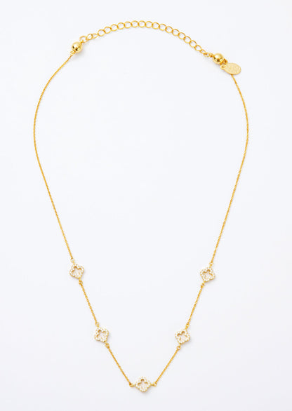 Melania Clara Crystal Clovers Dainty Necklace