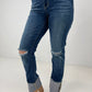 Judy Blue Mid Rise Tall Minimal Destroy Straight Jeans