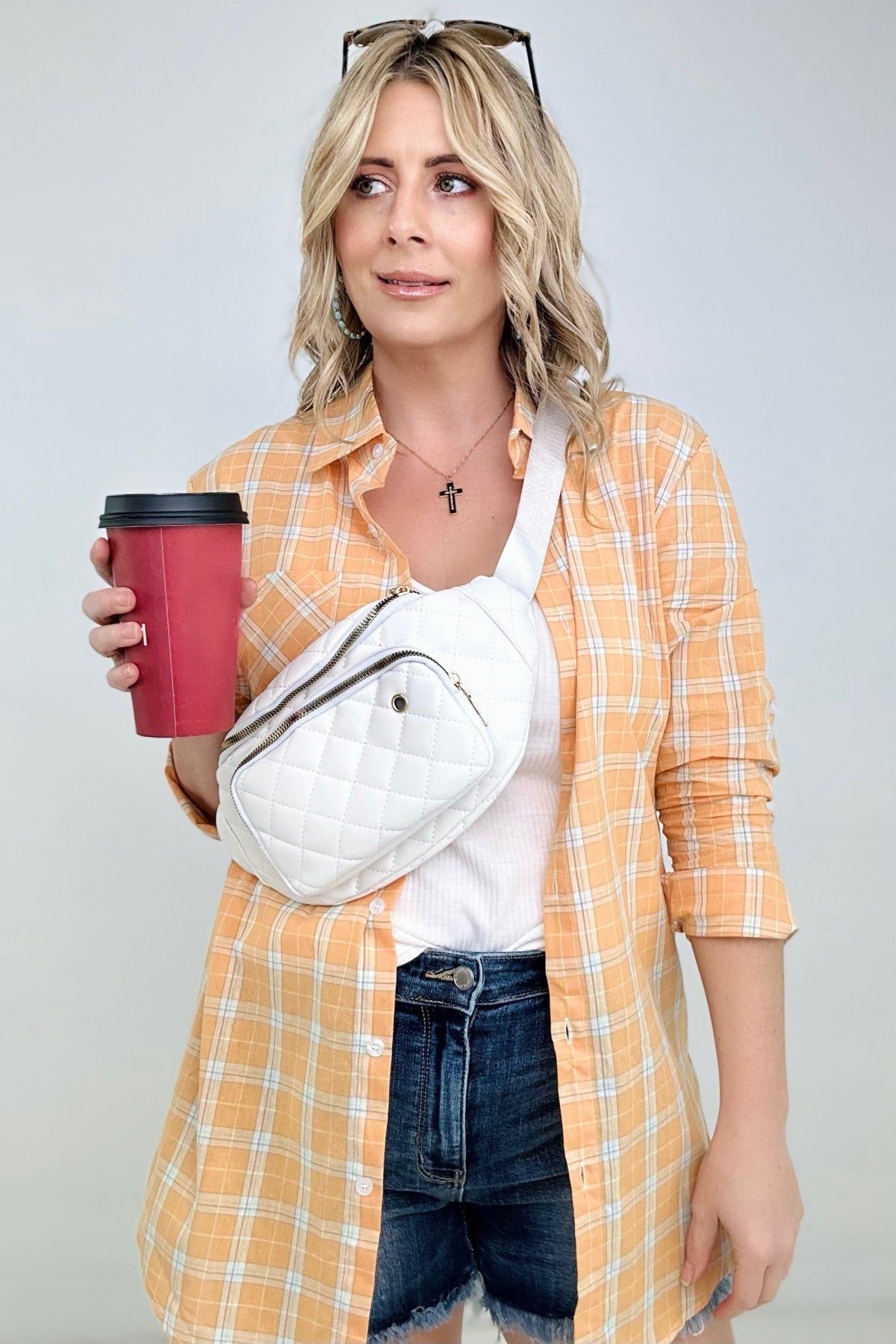 Spring Button Down Plaid Shirt