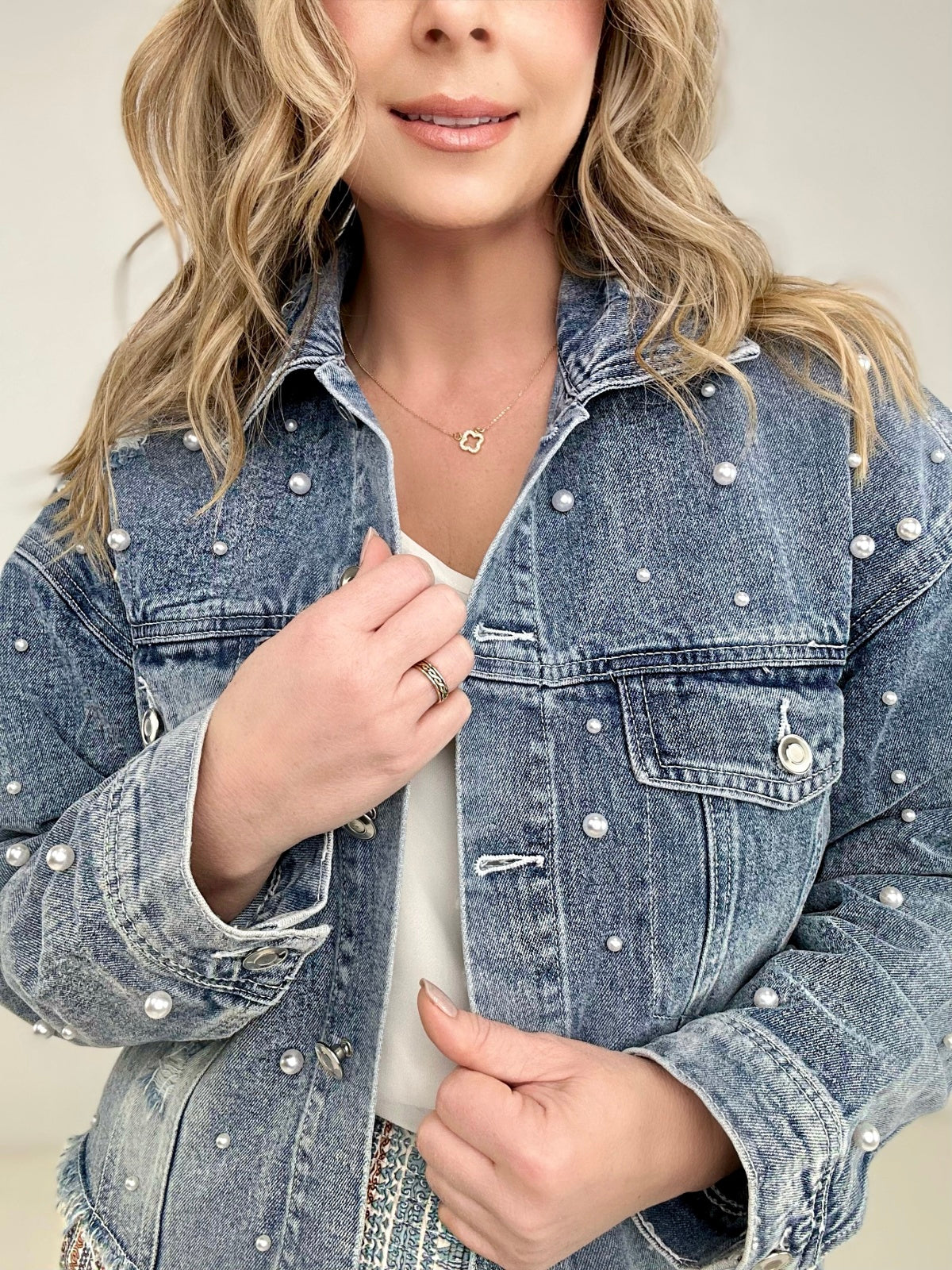 Pearly White Denim Jacket