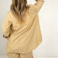Zenana Striped Button Down Long Sleeve Shirt and Shorts Set
