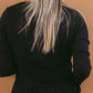 Square Neck Long Sleeve Solid Shirred Hemline Knit Top