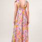 And The Why Printed Tie Shoulder Tiered Maxi Dress